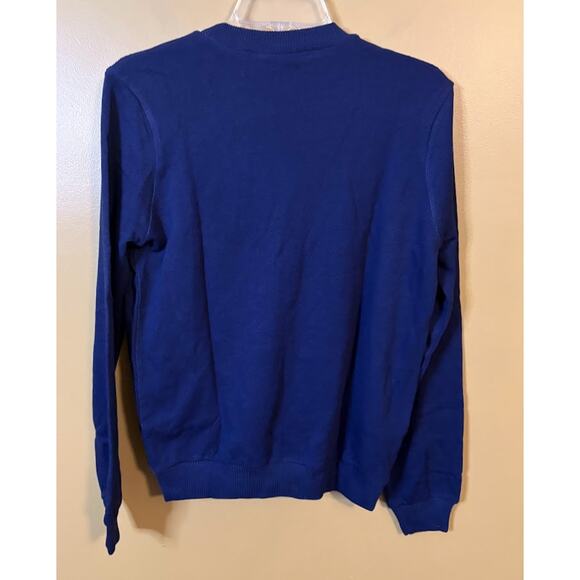 Revolve Lanston Navy Long Sleeve Faux Wrap Cotton Blend Sweater Size Small NWT - Picture 5 of 6